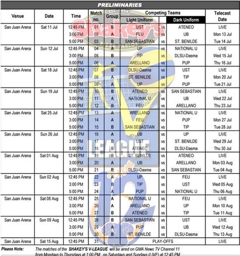 v league collegiate challenge schedule